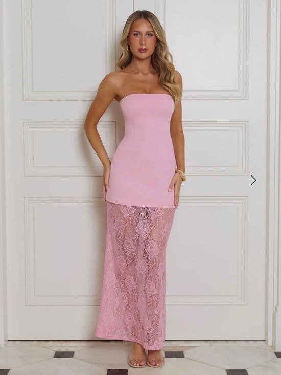 Hello Molly Dresses & Skirts - Hello Molly Strapless Pink Lace Mini Dress